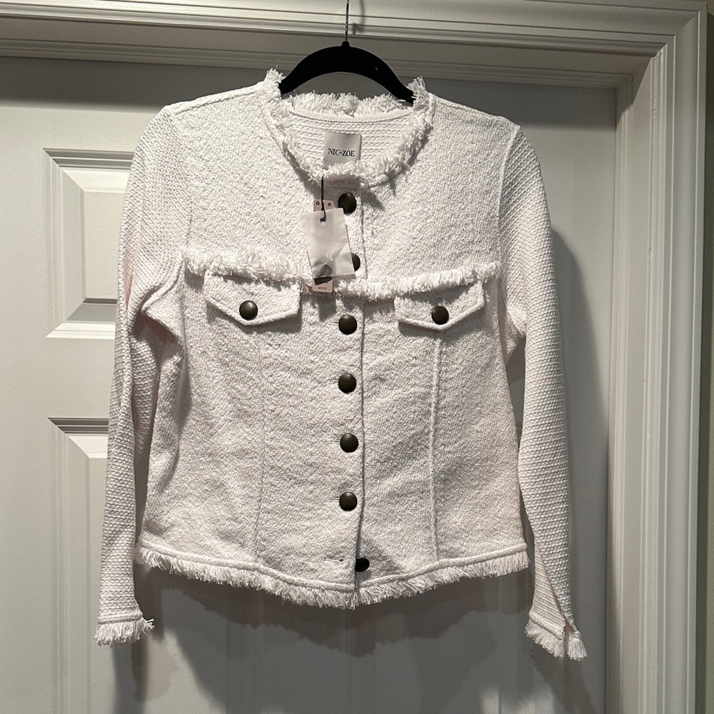 NWT Nic+Zoe White Knit Textured Jacket size M